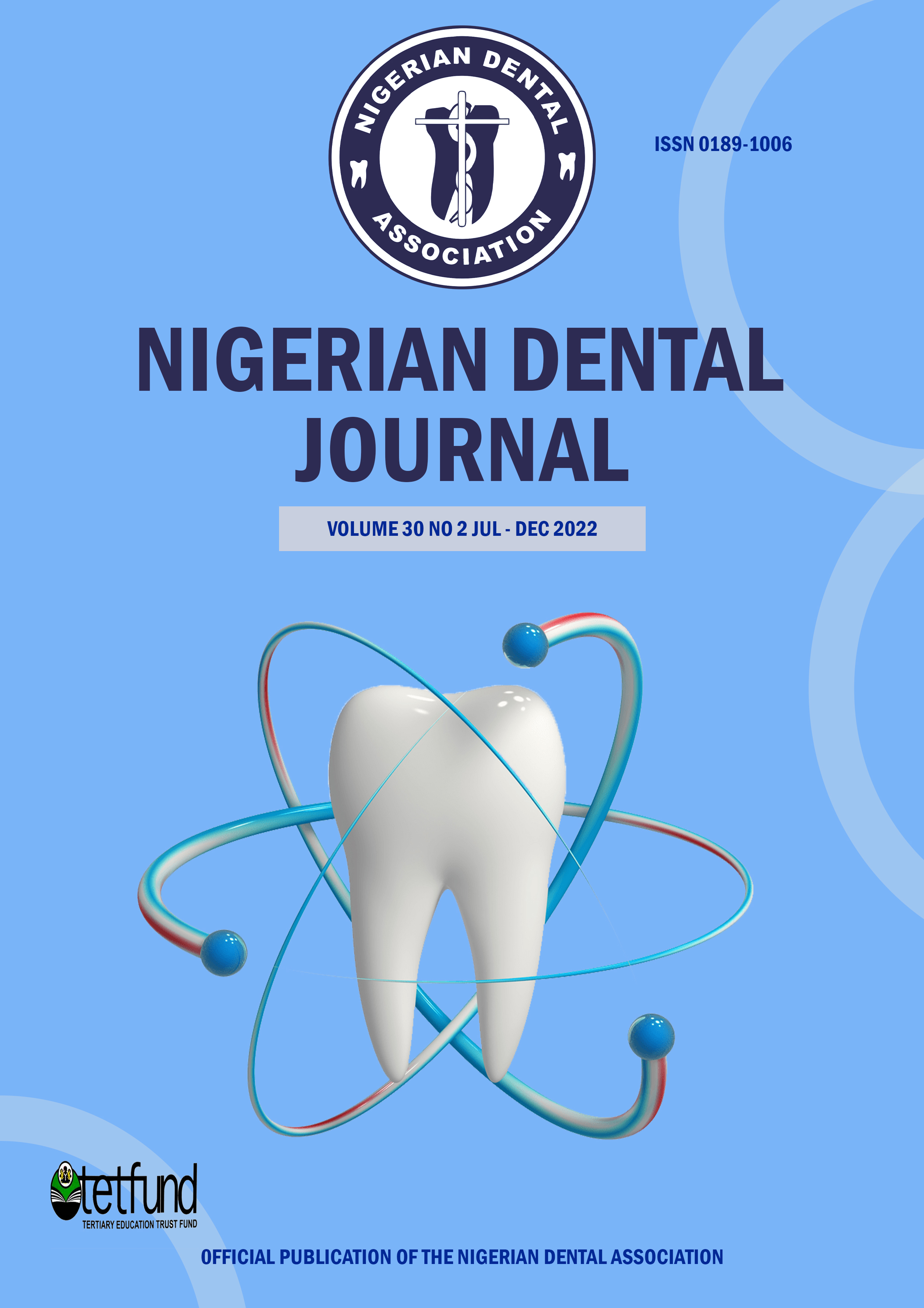 					View Vol. 30 No. 2 (2022): Nigerian Dental Journal 
				
