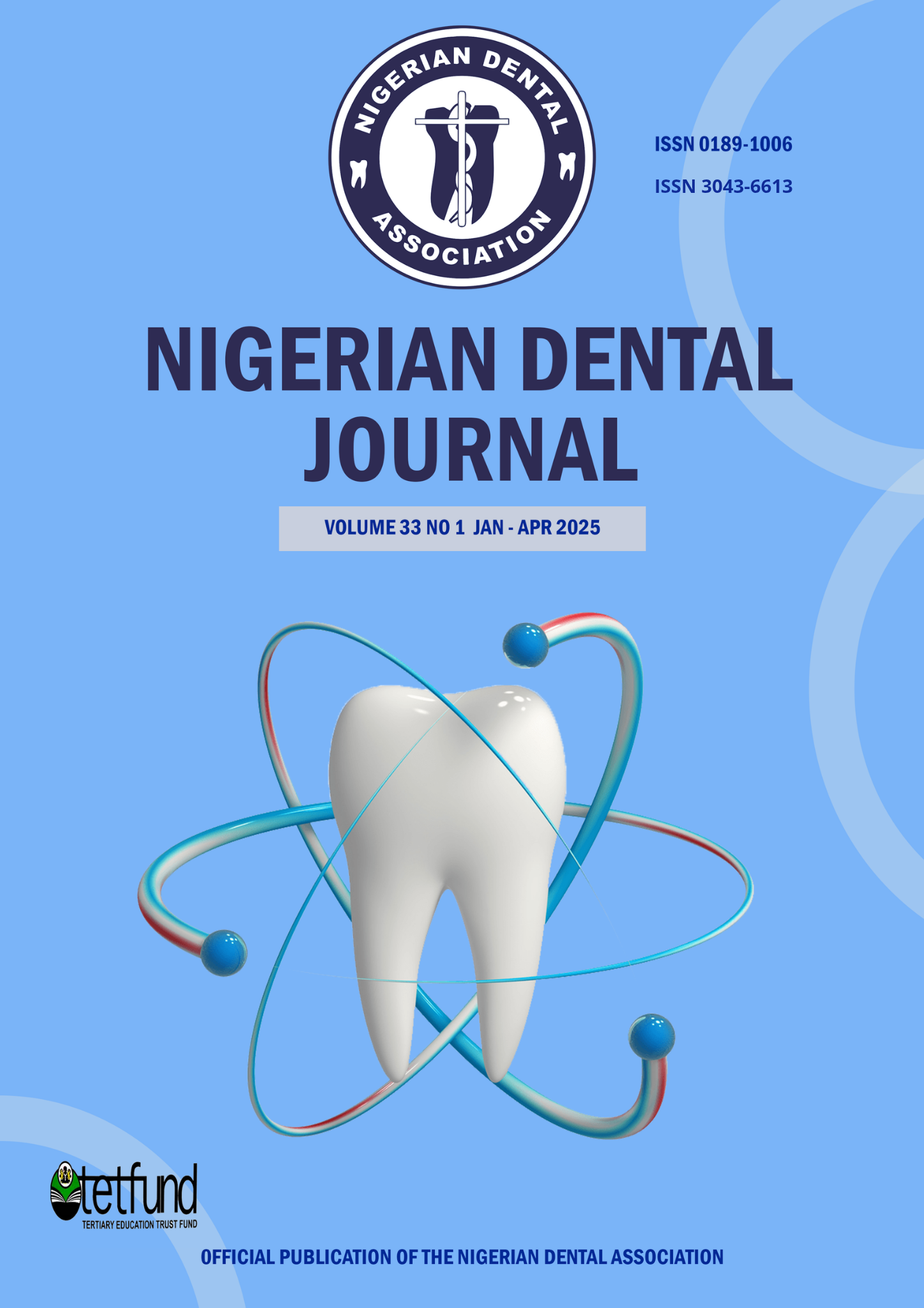 					View Vol. 33 No. 1 (2025): Nigerian Dental Journal
				